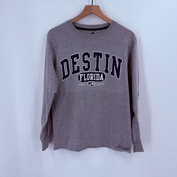 Surf Style Mens Destin Florida Long Sleeve T-Shirt Gray Size M - Picture 1 of 6